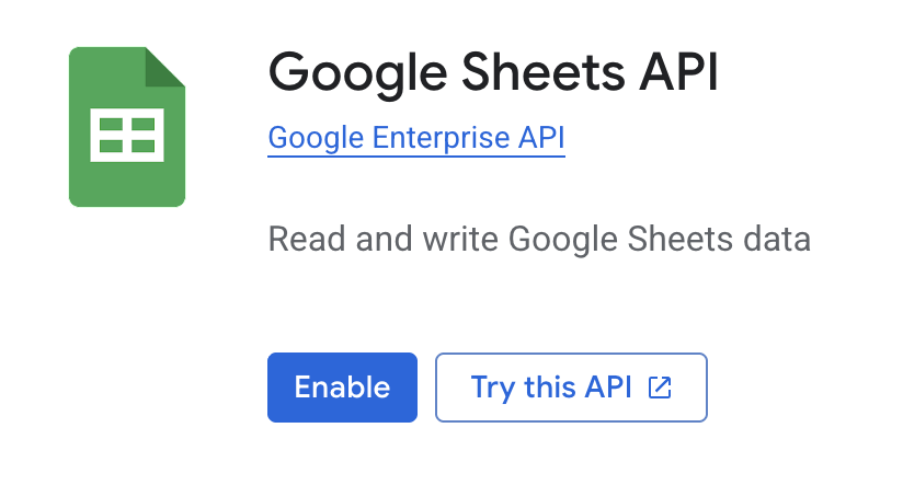 Enable Sheets API